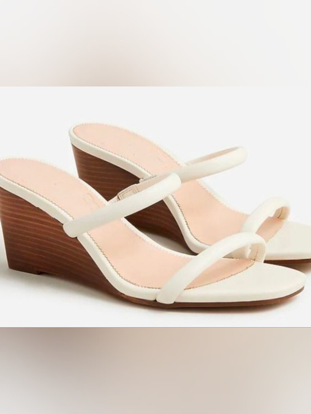 J. Crew White Double-Strap Wedge Sandals Size 7